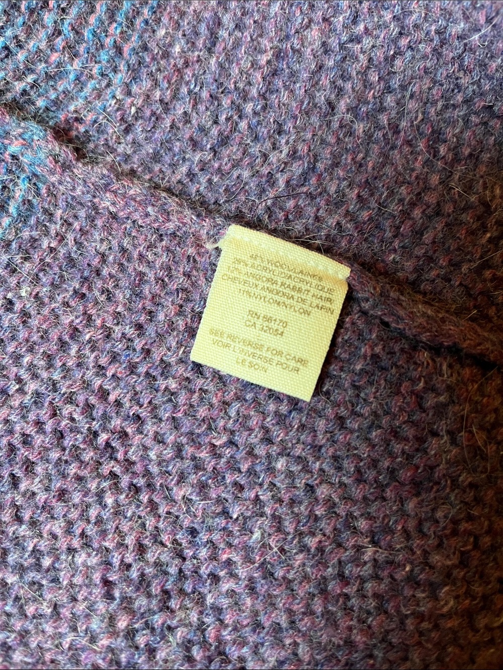 FREE PEOPLE XS Purple Wool Angora Button Up Long Fit Cardigan Sweater A-Line - Picture 7 of 7